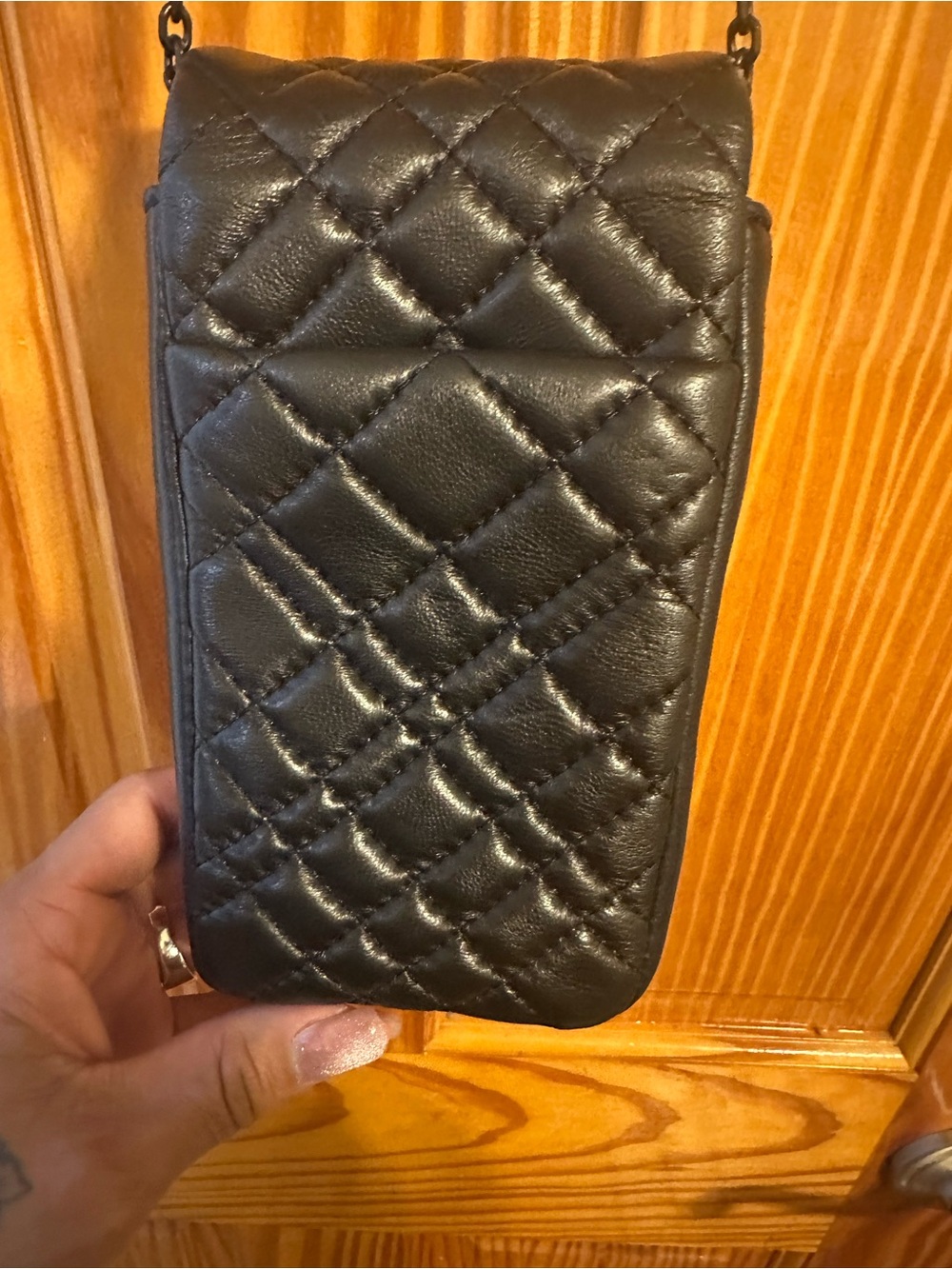 Kurt Geiger Black Quilted Crossbody Phone Bag with Padlock - Picture 5 of 5